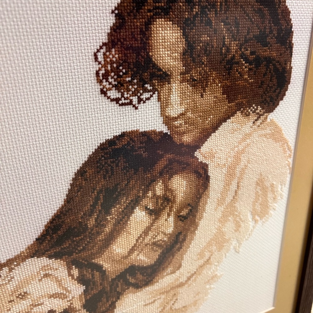 Cross Stitch Finished Couple Lovers Framed Art 18x15.5 Romance Love Needlepoint - Picture 8 of 8